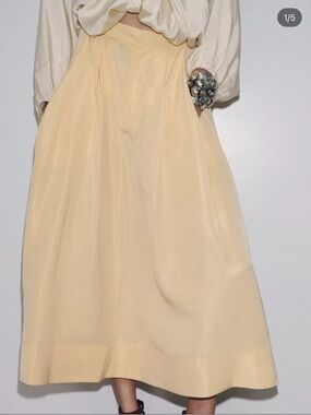 Zara Soft Yellow Midi Skirt